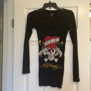 XTRA SMALL LONG SLEEVE AUTHENTIC ED HARDY TOP